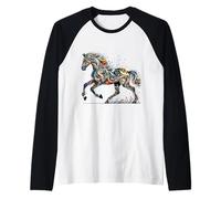 Cheval au Galop élégant avec des détails colorés complexes Manche Raglan