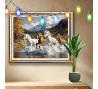 Cheval au galop,Paysage Diamond Painting,5D Peinture Diamant Adulte,Bricolage Strass Point de Croix Cristal Painting pour Débutants,Broderie Diamant Painting pour Murale Décoration 50x40cm 511N-4523