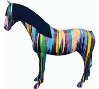 Cheval aux vrais cheveux noirs avec dégradé de couleurs 240cm de large Figurine de décoration/publicitaire - GFK - grandeur nature - pour l'extérieur
