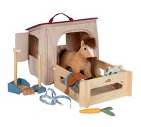 Small Foot Design Set de jeu Cheval avec écurie et accessoires en sac, bleu, dès 2 ans, 12731
