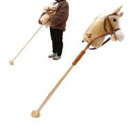 Cheval bâton - Jouet pour cheval - Sons au galop - Cheval de hennissement en peluche - Jouet sonore - Jouet en peluche pour jeux de rôle, filles, d'âge préscolaire, anniversaire, W