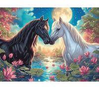 Cheval Blanc 1000 Pieces Casse-tête Créatif en Carton Épais Rigide Faune Sauvage Difficulté Moyenne Activité Manuelle Loisir Créatif Cadeau Noël Qualité Premium 1000 PCS/75x50cm