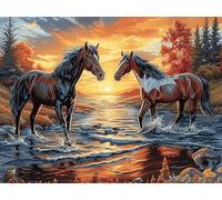 Cheval Blanc 500 Pieces Casse-tête Créatif en Carton Épais Rigide Colorful Fantasy Faune Sauvage Difficulté Moyenne Activité Manuelle Loisir Créatif Cadeau Noël Qualité Premium 500 PCS/52×38cm