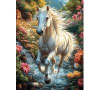 Cheval Blanc à la Cascade 500 Pièces Puzzle Amateur d'art en Carton Anti-Déchirure Haute Qualité Difficile Niveau Expert Décoration Murale Idée Cadeau Anniversaire 500 PCS
