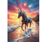 Cheval blanc à la crinière flottante 1000 Pièces Puzzle Adulte En Carton Épais Faune sauvage et animaux de compagnie Activité Manuelle Éducative Anti-Stress Cadeau Créatif Fête Des Mères Rapport Quali