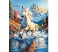 Cheval Blanc à la crinière Flottante 300 Pieces Casse-tête Collectionneur en Carton sans Déformation Paysages et Science-Fiction Haute Difficulté Décoration Murale Collection Cadeau Noël Pas Cher 300