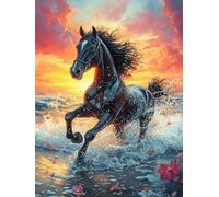 Cheval Blanc à la crinière Flottante 500 Pièces Puzzle Famille en Carton sans Déformation Faune Sauvage et Animaux de Compagnie Difficulté Moyenne Activité Familiale Anti-Stress Jeu De Société Soirée
