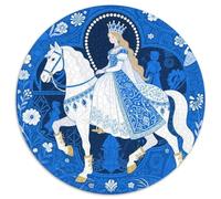 Cheval Blanc and princessee 1000 Pièces Puzzle Circulaire Jeu Animaux Difficile Impossible Cadeau Unique pour Adultes Et Enfants 1000pcs (67.5x67.5cm)