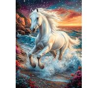 Cheval Blanc au Galop sur la Plage 500 Pièces Puzzle Adolescent en Carton sans Déformation Animaux et Plantes Difficulté Moyenne Activité Éducative Cadeau Noël Pas Cher Petit Prix 500 PCS