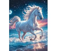 Cheval blanc avec une corne de licorne 300 Pièces Puzzle Adulte En Carton Rigide Sans Déformation Animal sauvage et animal de compagnie Difficile Moyenne Décoration Murale Loisir Créatif Idée Cadeau A