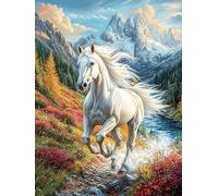 Cheval Blanc Courant 500 Pieces Casse-tête Expert Confirmé en Carton Haute Densité Épais Rêve de Peinture à l'huile Conte de fées Très Difficile Anti-Stress Loisir Créatif Cadeau Fête des Pères Prem