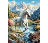 Cheval Blanc Courant 500 Pièces Puzzle Adulte en Carton Haute Qualité Épais Contes de fées Animaux Sauvages fantastiques Difficile Moyenne Anti-Stress Décoration Murale Idée Cadeau Saint Valentin 50