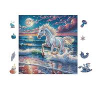 Cheval Blanc dans l'océan 100 Pieces Casse-tête Créatif en Carton Rigide sans Déformation Difficulté Moyenne Activité Manuelle Cadeau Saint Valentin Créatif 28x28cm