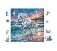 Cheval Blanc dans l'océan 100 Pièces Puzzle Créatif en Carton Anti-Déchirure Haute Densité Difficulté Moyenne Activité Manuelle Loisir Créatif Cadeau Anniversaire 28x28cm