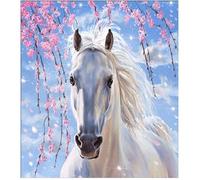 Cheval blanc, diamant peinture 5D bricolage strass peinture broderie point de croix Kit diamant pâte pour la décoration maison
