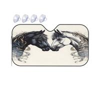 Cheval Blanc Et Noir Voiture Couverture Pare Brise Pliable Pare-Soleil Universelle Voiture Housses De Soleils pour SUV Berlines Voitures 70x130cm