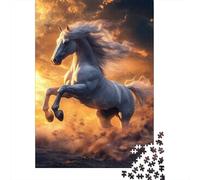 Cheval Blanc Galopant Puzzle 1000 Pièces Papier pour Adultes Paysage Dynamique Jeu de Puzzle Détente Focus Interaction Familiale Décoration Cadeau 52x38cm/1000pcs
