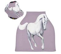 Cheval Blanc Licorne Violet Housse de Canopée pour Poussette,Siège de Voiture pour Bébé Dais Siège Auto Couverture D'Allaitement Pare-Soleil Respirant Extensible pour Bébé