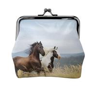 Cheval Blanc,Porte-Monnaie en Cuir PU, Petit Portefeuille, Pochette à Monnaie avec Fermoir Baiser