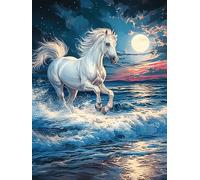 Cheval Blanc sur la Plage 500 Pièces Puzzle Adolescent en Carton sans Déformation Animal Sauvage et Animal de Compagnie Difficulté Moyenne Activité Éducative Cadeau Noël Pas Cher Petit Prix 500 PCS