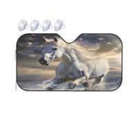 Cheval Blanc Voiture Couverture Pare Brise avec Ventouses Pare-Soleil Universelle Voiture Housses De Soleils pour SUV Berlines Voitures 70x130cm