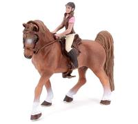 Cheval brun miniature de simulation avec figurine de cavalière et selle Collection de figurines d'animaux Modèle Jouets pour