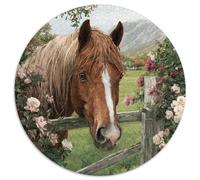 Cheval Brun, roseraie Anglaise Cadeau Unique Décoration Intérieure Jeu ÉduChatif Challenge Toy Adultes & Enfants des 14 Ans 1000pcs (67.5x67.5cm)