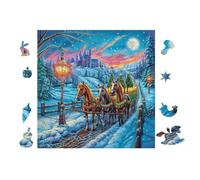 Cheval Calèche 100 Pièces Puzzle Collectionneur en Voitureton Haute Qualité Haute Difficulté Décoration Murale Oeuvre d'art Cadeau Noël Premium 28x28cm
