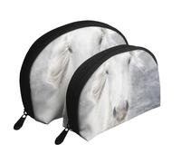 Cheval camarguais, Trousse de Maquillage Coquille Femme Petit Porte-Monnaie Trousse de Toilette Trousse à cosmétiques 2 pièces