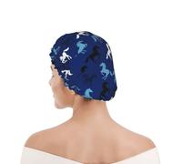 Cheval Camouflage Bleu Marine Bonnet De Douche Femme Réutilisable Bonnet De Douche Lavable Charlotte Cheveux Pour Salon Bain Quotidien