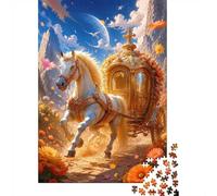 Cheval Carrosse Fleurs Puzzle, 1000 Pcs pour Adultes Haute Qualité | 52x38cm Carton, Exercice Mental, Ajustement Serré, Passionnés De Puzzles, Réduction Du Stress
