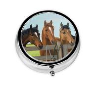 Cheval, cette petite boîte à pilules ronde à trois compartiments est parfaite pour stocker des médicaments quotidiens, des vitamines et en déplacement.