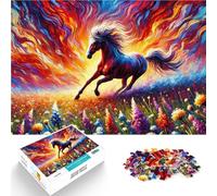 Cheval Courant à Travers Les Fleurs Puzzle 1000 pièces pour Adultes Difficile et défi Décoration d'intérieur et Cadeaux Uniques 38x26cm