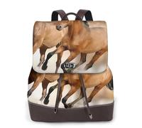 Cheval courant Animal sauvage,Sac à dos imperméable pour femme, sac à dos de voyage léger en cuir PU tendance