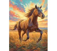 Cheval courant au coucher du soleil 500 Pieces Casse-tête Débutant En Carton Haute Qualité Animal sauvage et animal de compagnie Facile Apprentissage Loisir Créatif Décoration Murale Cadeau Saint Vale