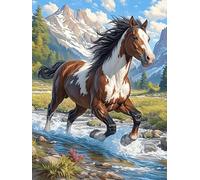 Cheval courant dans une rivière 300 Pièces Puzzle Collectionneur En Carton Anti-Déchirure Animal sauvage et animal de compagnie Cute Haute Difficulté Motif Complexe Décoration Murale Collection Cadeau