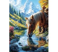 Cheval dans la rivière 1000 Pieces Casse-tête Famille en Carton Épais Anti-Déchirure Rêve de Peinture à l'huile Conte de fées Difficulté Moyenne Jeu De Société Anti-Stress Loisir Créatif Pas Cher Pr