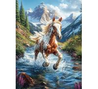 Cheval dans la rivière 500 Pièces Puzzle pour Ado en Carton Anti-Déchirure Contes de fées Animaux et Plantes Facile Débutant Jeu De Société Soirée Entre Amis Cadeau Anniversaire Petit Prix 500 PCS
