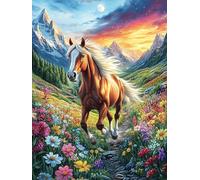 Cheval dans Les Fleurs 500 Pieces Casse-tête Adolescent en Carton Rigide Anti-Déchirure Animaux et Plantes fantastiques Difficulté Moyenne Activité Éducative Passe-Temps Cadeau Anniversaire 500 PCS