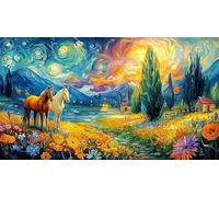 Cheval d'automne près d'une cabane Rustique Puzzle pour Adultes 1000 pièces - Papier recyclé Idée Cadeau Parfaite Décoration Murale & Activité 38x52/1000pcs