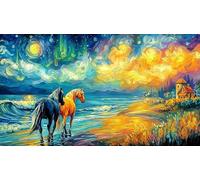 Cheval d'automne tirant Une charrette à bûches Puzzle 1000 pièces pour Adultes - Jeu éduchatiF & Détente Décoration Murale & Cadeau 38x52/1000pcs