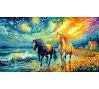 Cheval d'automne tirant Une charrette à bûches Puzzle 1000 pièces pour Adultes - Papier recyclé Cadeau Amusant & Jeu Familial Stimulant 38x26/1000pcs