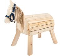 Small Foot Cheval en Bois Compact, Cheval de Selle avec Licol, à partir de 3 Ans, pour l'intérieur et l'extérieur, 12313, Beige