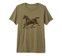 Cheval de Course Arabe, Course de Pur-Sang, Dessin à l'encre Vintage T-Shirt Haut de Gamme