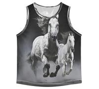 Cheval De Course Noir Cool DéBardeurs sans Manches pour Garçons Adolescents,Idéaux pour Sport Activités Physiques