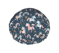 Cheval De Dessin Animé Mer Et Rainbow Bonnet De Douche Femme Double Couche Bonnet De Bain Confortable Charlotte Cheveux Pour Voyage Quotidien Salon