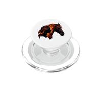 Cheval de Feu Femme Silhouette Mystique Double Exposition Art PopSockets PopGrip pour MagSafe