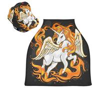 Cheval De Feu Licorne Blanche Housse de Canopée pour Poussette,Siège de Voiture pour Bébé Dais Siège Auto Couverture D'Allaitement Pare-Soleil Respirant Extensible pour Bébé