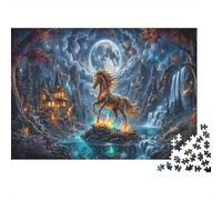 Cheval de feu Puzzle DIY 1000 Pièces Complet Ciel éclairé de Lune étoilé pour Couples Amélioration De La Mémoire Divertissement Familial 52x38cm/1000pcs