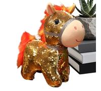 Cheval de Peluche,Poupées Douces à Collectionner avec Paillettes, Taille 15 Centimètres | 2026 Année du Cheval Animal en Peluche - pour Nouvel an Chinois Garçons Filles Maison Salon Chambre d